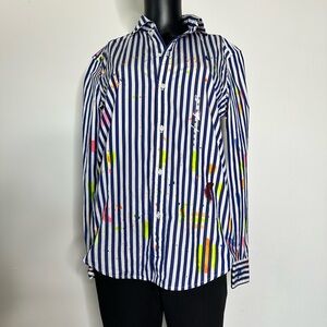 Polo Women’s Stripe Paint Splatter Button Down Size S